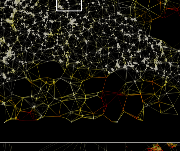 Cropped interaction graph between two SMLM point-cloud datasets